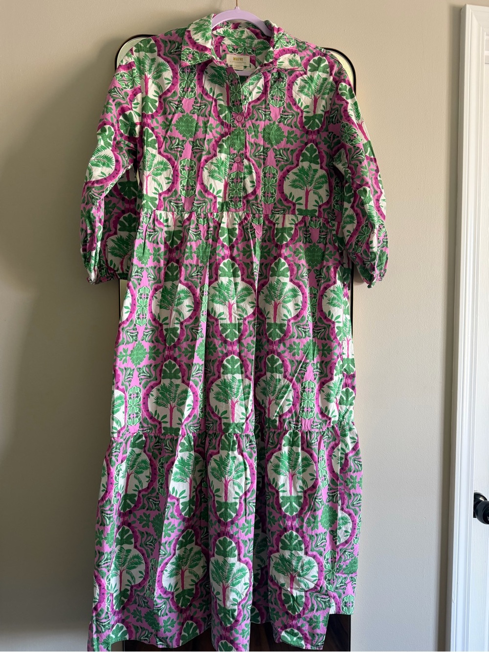 Anthropologie Maeve Pink and Green Printed Dress